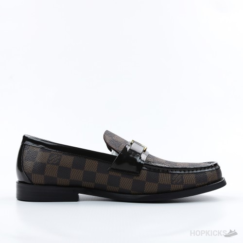 LV Damier Canvas Glazed Calf Leather Major Loafer Brown (1:1)