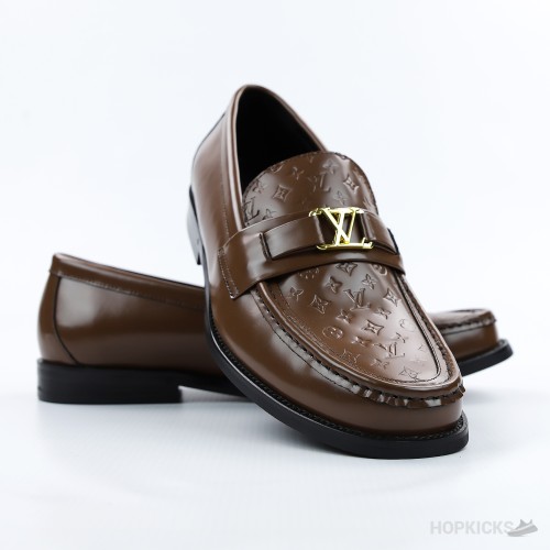 LV Monogram Calf Leather Major Loafer Brown (1:1)