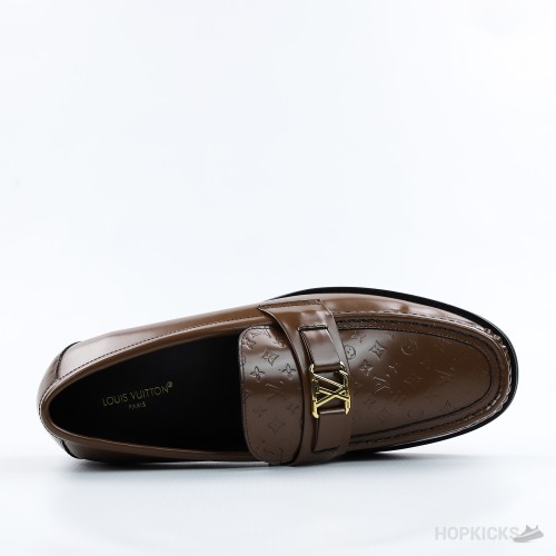 LV Monogram Calf Leather Major Loafer Brown (1:1)