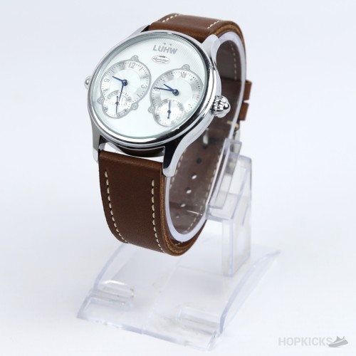 LüHW Classic Dual Machine Watch With Tan Leather Strap