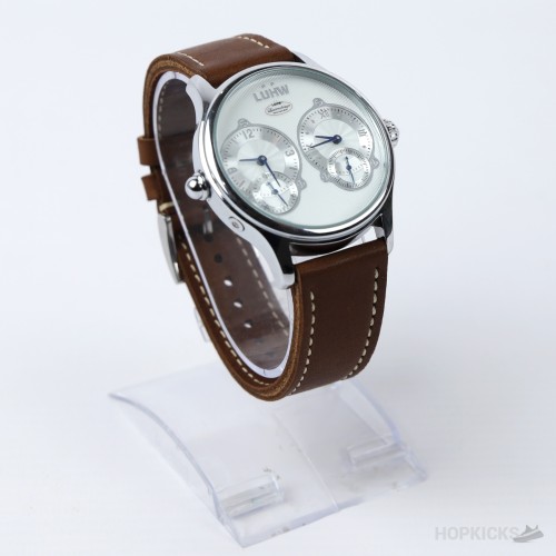 LüHW Classic Dual Machine Watch With Tan Leather Strap