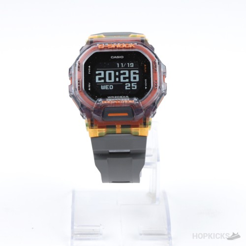 Casio G-Shock | GBD-200 | Translucent Red/Orange Skeleton Square Watch (Slightly Use)