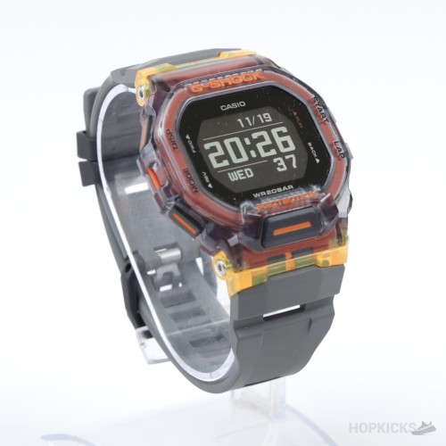 Casio G-Shock | GBD-200 | Translucent Red/Orange Skeleton Square Watch (Slightly Use)