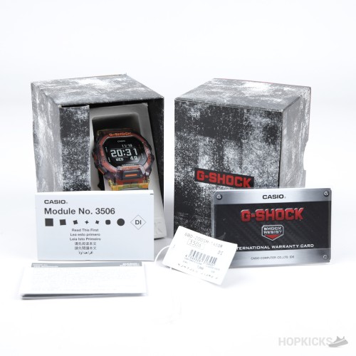 Casio G-Shock | GBD-200 | Translucent Red/Orange Skeleton Square Watch (Slightly Use)