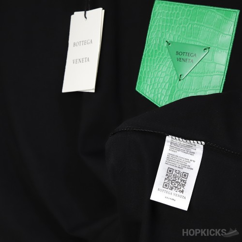 Bottega Veneta Green Logo Black T-Shirt