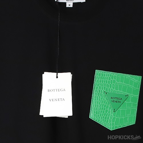 Bottega Veneta Green Logo Black T-Shirt