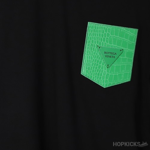 Bottega Veneta Green Logo Black T-Shirt