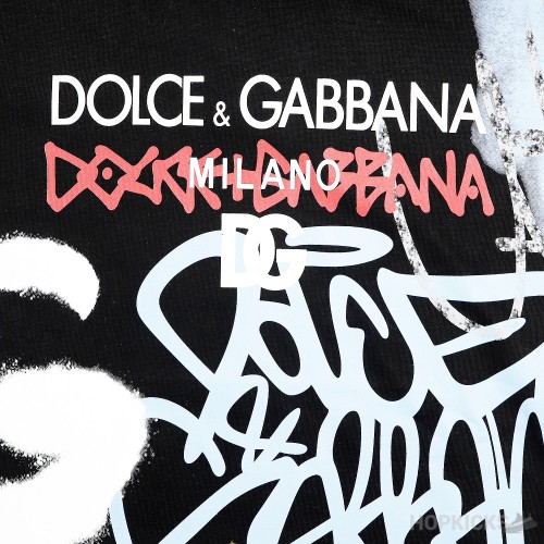 D&G Graffiti Print Cotton Black T-Shirt