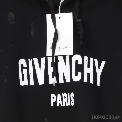 G*venchy Black Paris Logo Destroyed Hoodie